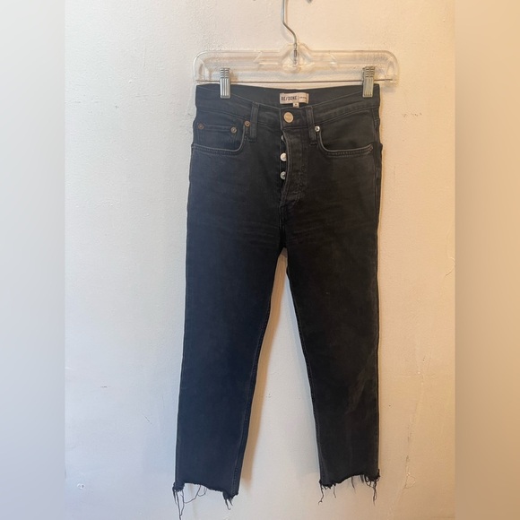 Re/Done Originals Straight Leg Washed Denim Black Size 24 - Picture 2 of 5